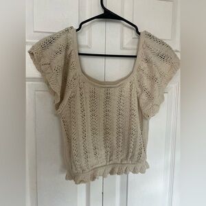 Freshman Beige Crochet Skirt Set